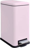 JM.YIPENG 17L Rubbish Bin, Pedal Bin with Lid and Foot Pedal with Inner Bucket, Rectangular Pedal Bin for Living Room, Office, Pink