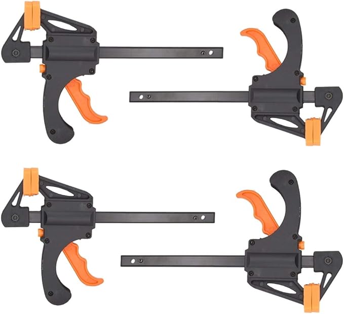 Edward Tools QUICK GRIP Clamps for Woodworking/Ratchet Clamps - 6” Mini Bar Clamp with Spreader Bar - One Handed Trigger Design - Homeowner/Contractor Grade - Non Marring Pads (4)