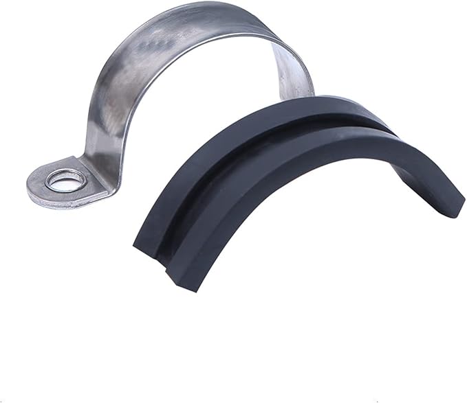 10pcs 120mm 2 Hole U-Tube Strap Clamp, 304 Stainless Steel with EPDM Rubber Lined Clip, Double-Layer Gaskets Rubber Cushioned Insulated Clamp for Tube, Pipe or Wire Cord Installation