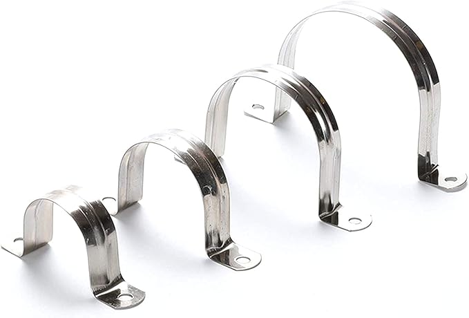 4 Pcs 6inch Rigid Pipe Strap,Two Hole Stainless Steel Strap U Bracket, Widened Tube Strap Tension Clip Assortment Kit Heavy Duty Pipe Clamp for Pipe Fixing（160mm）