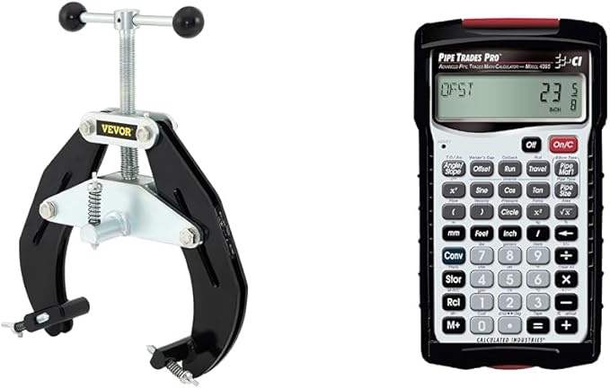 VEVOR Pipe Clamp, 2 to 6 in, High Strength Ultra Clamp with Quick Acting Screws & Calculated Industries 4095 Pipe Trades Pro Advanced Pipe Layout and Design Math Calculator Tool