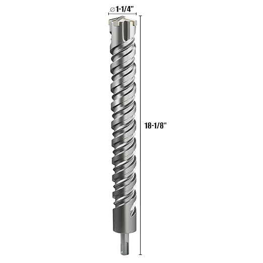 CSOOM SDS Plus Rotary Hammer Drill Bit 1-1/4"x18.11", Professional Concrete Drill Bit for Concrete, Brick, Stone and Cement Walls