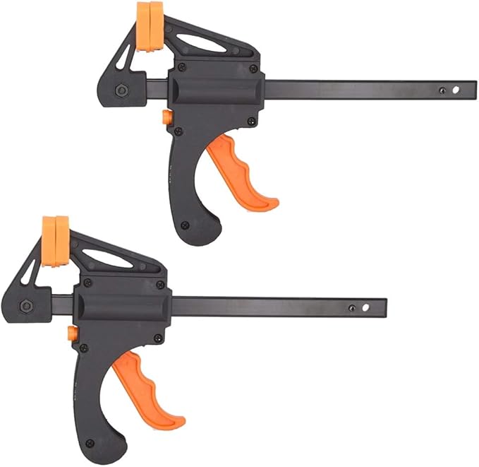 Edward Tools QUICK GRIP Clamps for Woodworking/Ratchet Clamps - 6” Mini Bar Clamp with Spreader Bar - One Handed Trigger Design - Homeowner/Contractor Grade - Non Marring Pads (2)