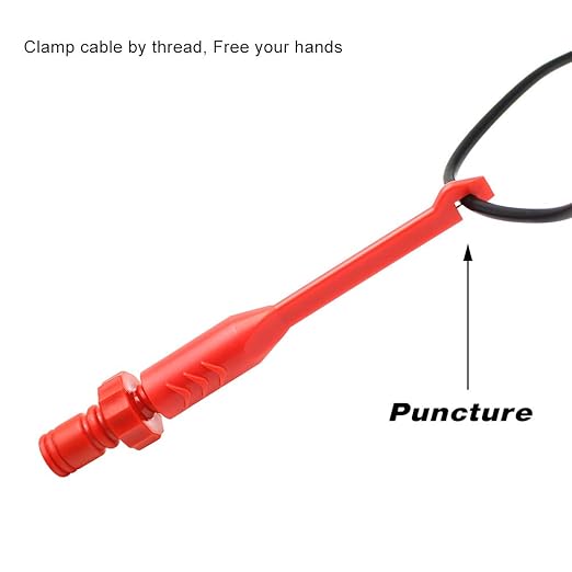 inShareplus Electronic Wire Piercing Probe Clip 2mm for Automotive Diagnostic Tester Tool, Puncture Wire Back Probe Pins Insulation for Car Circuit Detection Black&Red, 2 Pack