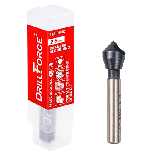 Cobalt Single End Countersink Drill Bits Set, TiAlN Coated 90 Degree Heavy Duty M35 Countersink Chamfer Tool for Metal, Stainless Steel, Copper, Wood, Fiberboard, 2-5MM