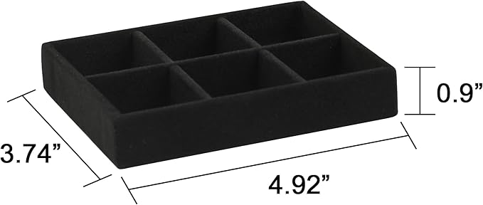 Frebeauty Small Jewelry Tray Set,Stackable Velvet Jewelry Organizer Tray,Mini Jewelry Drawer Organizer,Drawer Inserts,4.92 x 3.74 x 0.9 Inches,Earring Organizer for Women(Set 9,Black)
