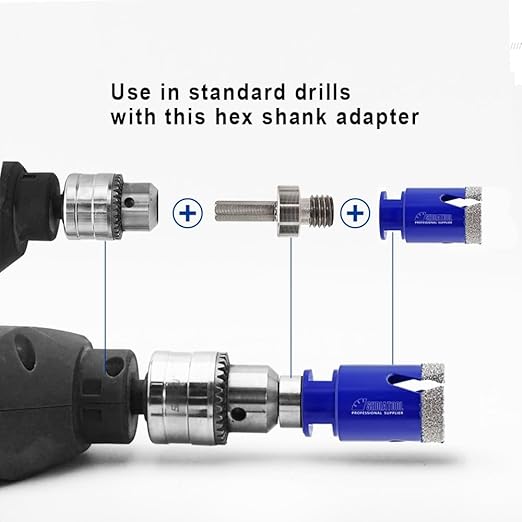 SHDIATOOL Diamond Drill Core Bits,Tile Drilling Core Hole Saw Beveling Chamfer for Porcelain Marble Ceramic Granite with Hexagon Shank Adapter 9pcs(6/8/10/35/50/65/25MM/2inch/HEX)