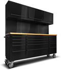 72 inch 15 Drawers Tool Chest with 3 Up Cabinet & Pegboard in Stainless Steel (Black)