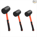 3 PCS 27 16 12 OZ Rubber Mallet, Rubber Hammer, Rubber Mallet Set With Black-Yellow Fiberglass Handle Perfect For Wood, Metal, Plastic, Glass, And Ceramics. By GENHAKON