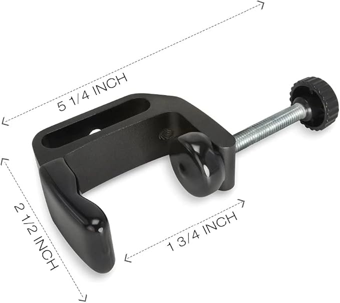 Universal C-Clamp Aluminum Support Clamp Desktop Mount Holder Stand with 1/4" and 3/8" Thread Black(2 Pcs)