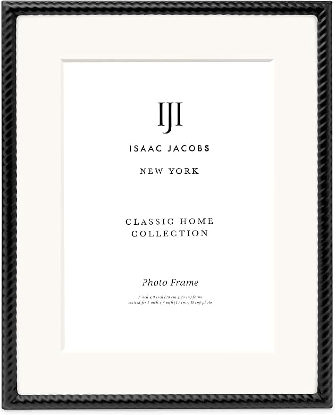 Isaac Jacobs 7x9 Black Metal Rope Border Picture Frame, Horizontal & Vertical - Image 2