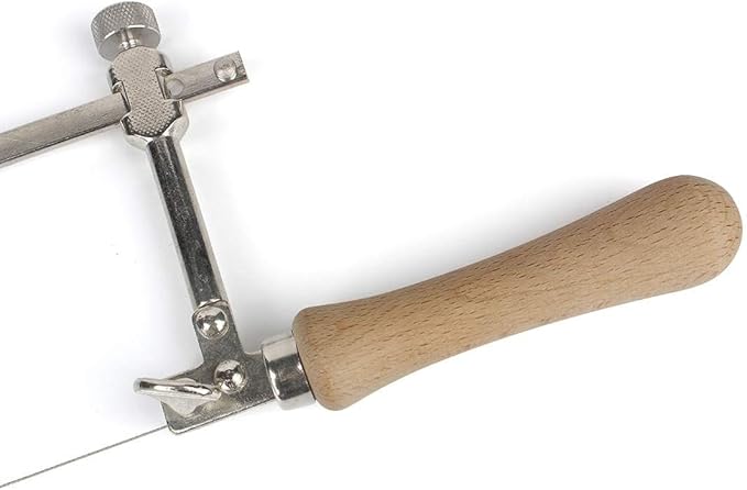 Coping Saw Steel Frame with 0.5mm Diamond Wire Hand Saw for Jade Marble Granite Metal Glass Ceramic (With 2 meters diamond wire saw)