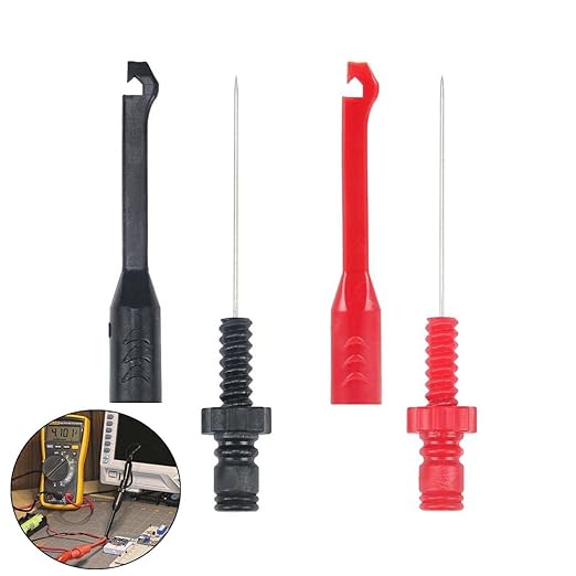 2Pack Wire Piercing Probe Clip, Insulation Puncture Probe, Power Multimeter Piercing Probes for 4mm Banana Plug Extension Test Leads,Diagnostic Tester (A)