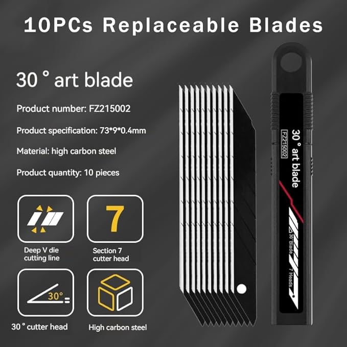 Utility Razor Knife for Crafts, Box Cutters, Exacto Knife, Paper Cutter, Letter Envelope Opener, 10pcs Blades Set (Cool Utility Knif)
