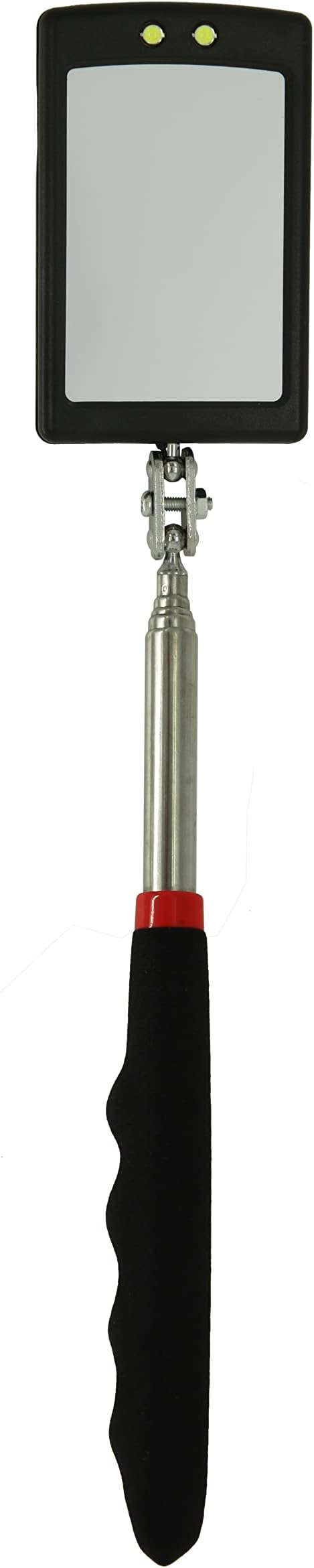 Telescoping Inspection Mirror Mechanics Mirror with 2 LED Lighted, Mirror on a Stick Handle Tool for Checking Observing Vehicle Small Parts,Present for Christmas, Birthday Everyday Carry (2 PCS)