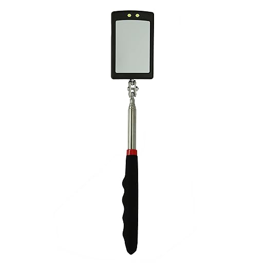 Inspection Mirror telescoping with Light Round Mirror Square Mirror Inspection Tool for Checking Vehicle, Observing Eyelashes Mouth and Other Small Parts Extended