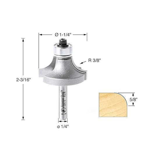Amana Tool - 49512 Carbide Tipped Corner Round 3/8 Radius x 1-1/4 Dia x 5/8 x 1/4" Sha
