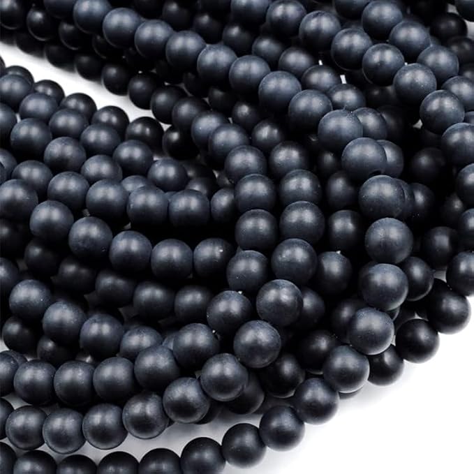 Zenkeeper 108 Pcs Matte Black Onyx Beads - Image 2