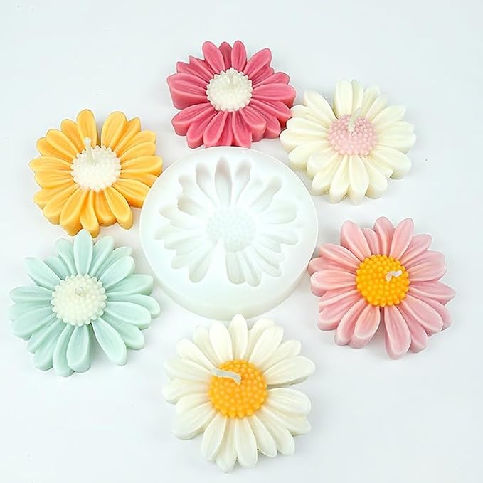 4 PCS Daisy Flower Silicone Mold Set, Small Flower Candle Molds - Image 7