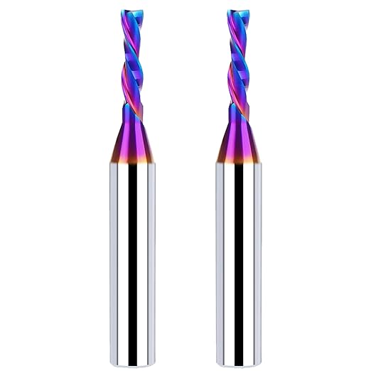 2PCS Downcut Spiral Router Bit 1/4 Inch Shank 1/8 Inch Cutting Diameter 1/2 Inch Cutting Length with Extra Long Life Coating CNC Router Bits End Mill for Wood Cutting, Slot Mortise, Engraving