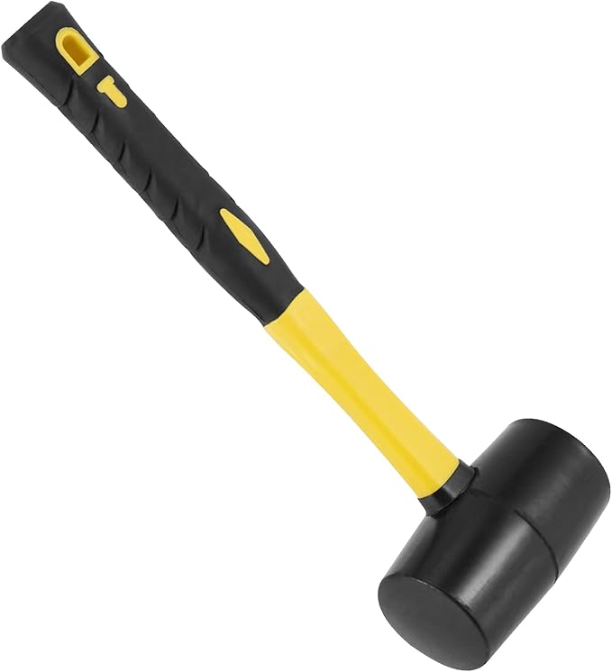 3 PCS 32 OZ Black Rubber Mallet Hammer, Rubber Mallet with Non Slip Handle for Camping, Woodworking and Flooring
