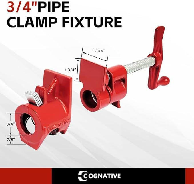 3/4" 2-Pack Pipe Clamp for Woodworking Heavy Duty Cast Iron Quick Release Pipe Clamps For Woodworking Home Improvement Workshop and Construction Site