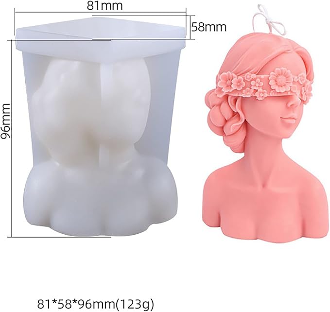 2 Pack Braid Girl Shape Portrait Candle Resin Mold - Image 4
