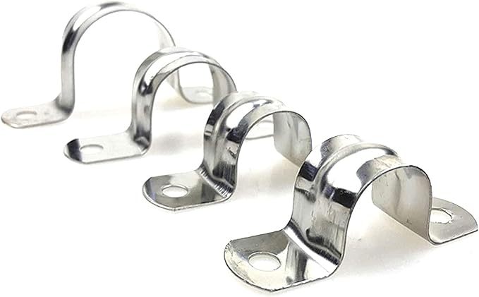 100 Pcs 3/4inch Rigid Pipe Strap,Two Hole Stainless Steel Strap U Bracket, Widened Tube Strap Tension Clip Assortment Kit Heavy Duty Pipe Clamp for Pipe Fixing（25mm）
