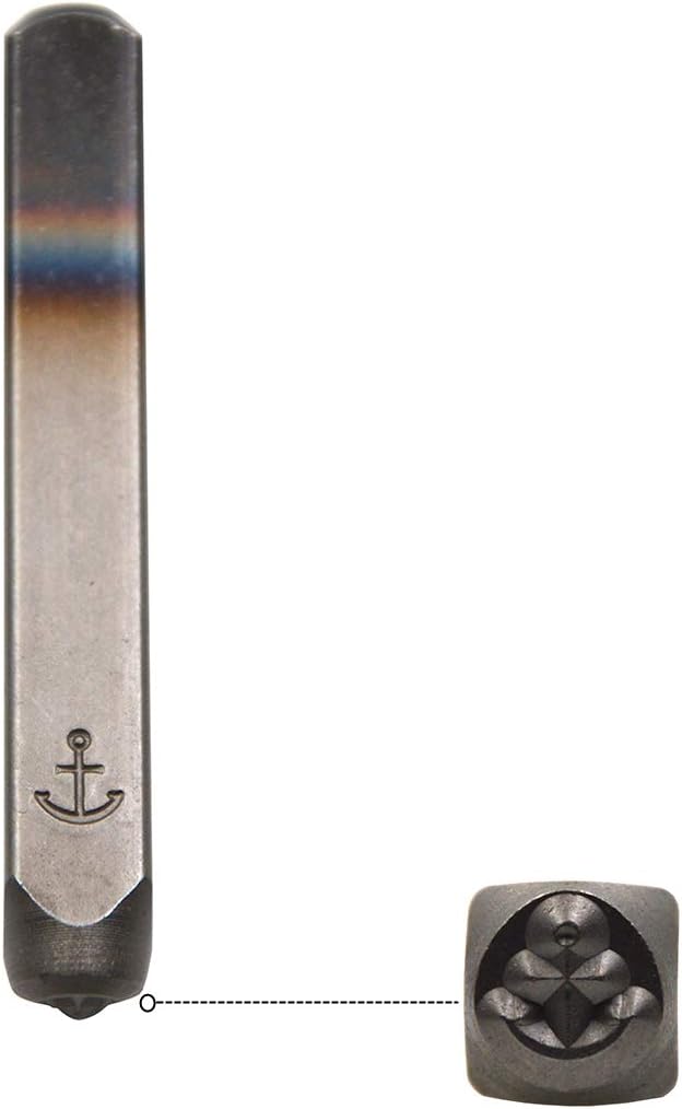 WKSTOOL Anchor Symbol Logo Duty Steel Stamp 1/4 6mm Hand Stamping Character Mark Code Alphabet Punch Kit for Bracelet Ring Jewelry Sheet Metal Plate Making Mold Die