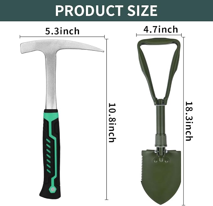 15 PCS Geology Rock Pick Hammer Kit, 22oz Hammer & Digging Chisels - Image 2