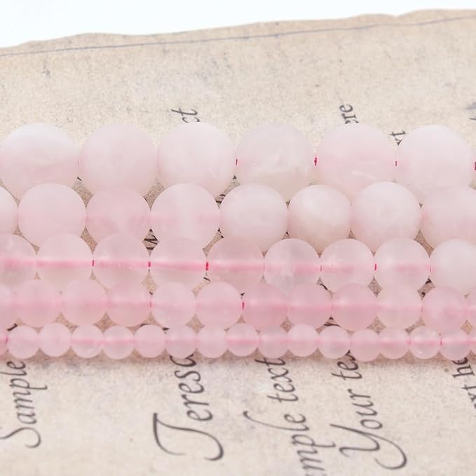 8mm Matte Rose Quartz Bead, 15-Inch Matte Round Loose Stone Beads - Image 5