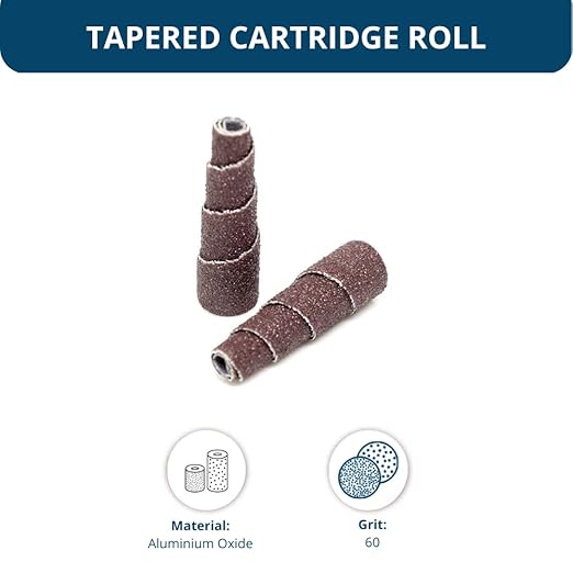 Benchmark Abrasives Aluminum Oxide Tapered Sanding Cartridge Rolls for Blending Deburring Polishing Sanding Metals, Rotary Sander - Drill & Die Grinder Abrasives (10 Pack)(1/2" x 1-1/2", 60 Grit)