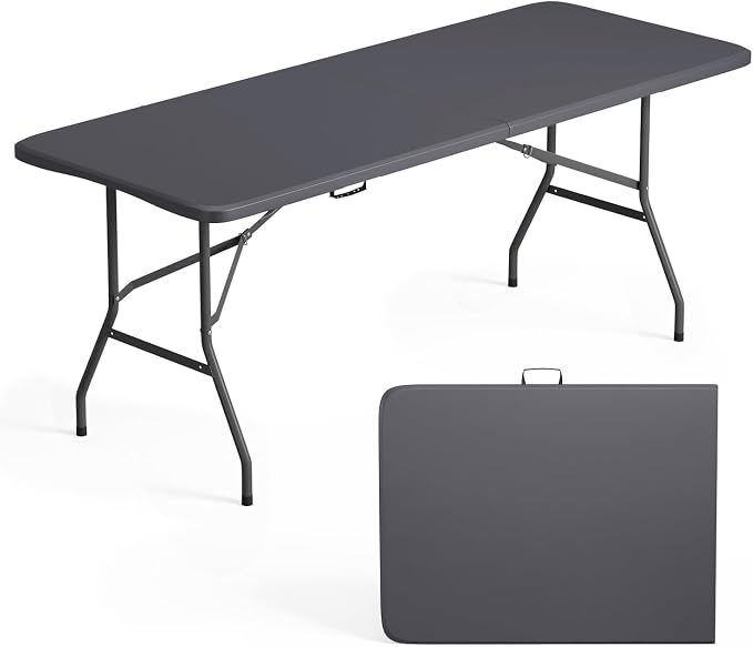 FDW 6 FT Folding Table, Portable Plastic Table by FDW