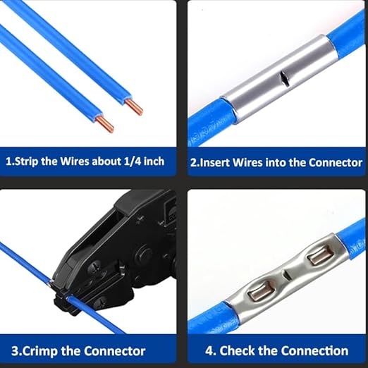 10 PCS Non-Insulated Butt Connectors Kit, AWG #4 Wire Ferrules, Electrical Wire Connectors Crimp Ferrule Terminals Kit-BN22