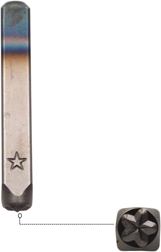 WKSTOOL Star Symbol Logo Duty Steel Stamp 1/4 6mm Hand Stamping Character Mark Code Alphabet Punch Kit for Bracelet Ring Jewelry Sheet Metal Plate Making Mold Die