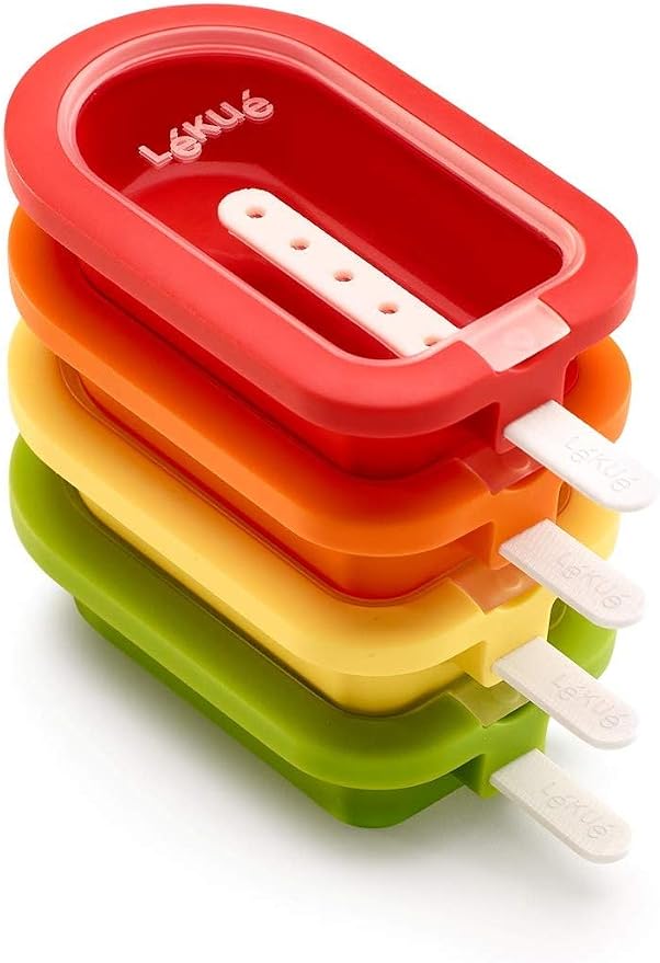 Lékué Set of 4 Large Stackable Popsicle Molds + Sticks & Lids | Homemade by Lekue