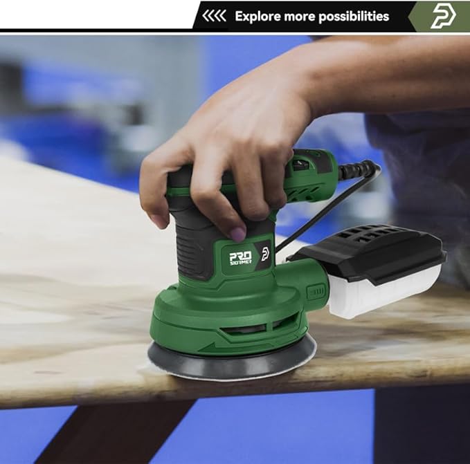 Prostormer 5-Inch Random Orbital Sander with 21PCS Sandpapers, 8000-13000RPM, 2.6AMP Palm Sander with 6 Variable Speeds, Dust Collection For Polishing, Sanding