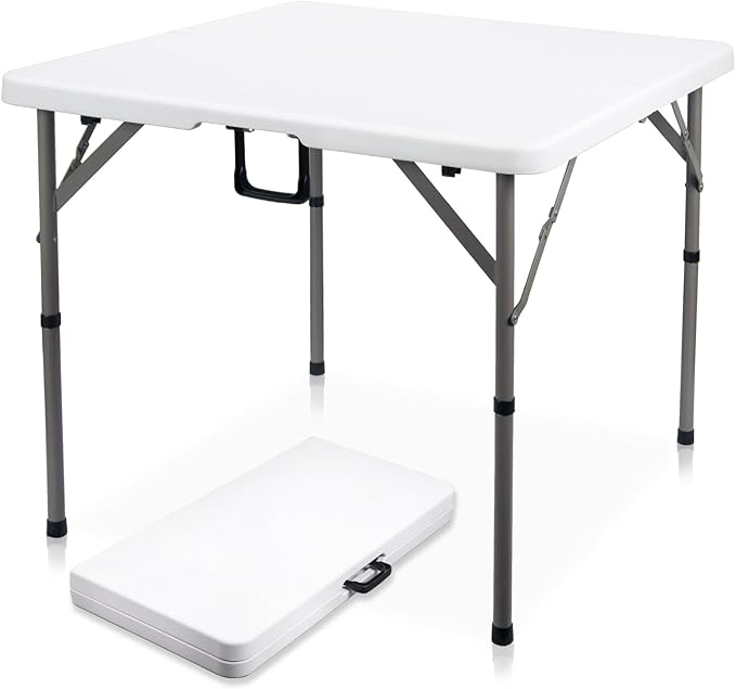 Byliable 34" Square Folding Card Table, Fold-in-Half Utility Dining Portable by Home