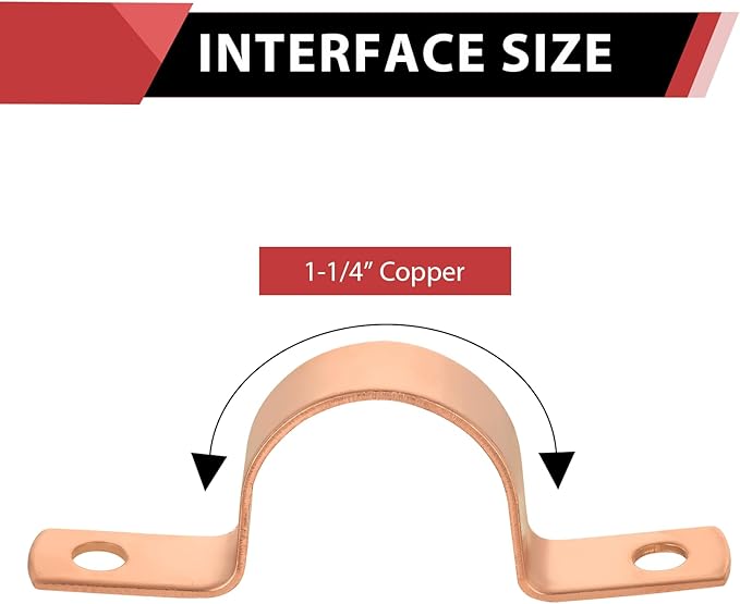 5-Pack EFIELD 1-1/4-Inch Copper Pipe Straps, Two-Hole Clamp Mount, Copper Made,(COPPER127)