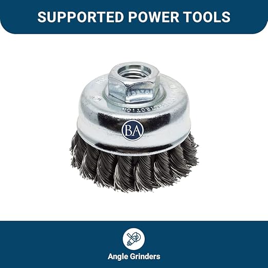 Benchmark Abrasives 2-3/4" Knot Wire Cup Brush for Narrow Holes Derusting Paint Removal Deburring Ferrous Metals Concrete, Wire End Brush for Angle Pneumatic Grinder - (Carbon Steel)