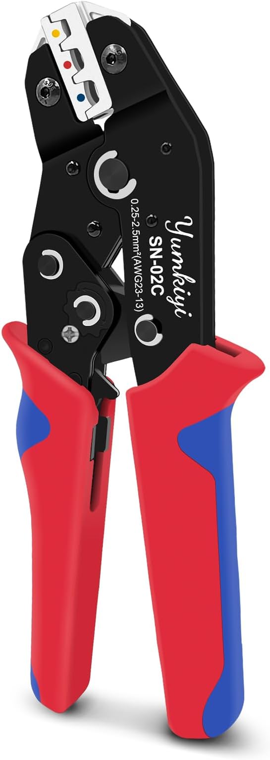 Crimping Tool - AWG23-13, Nylon Terminal，Pre-Insulated Terminal Crimpers, Compact Ratcheting Wire Crimper Tool for DIY, Automotive, and Marine Wiring (YmSN-02C)