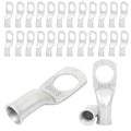 Heavy Duty Tinned Battery Ring Terminals - 6 AWG 3/8" Stud (25 pcs.), Copper Wire Lugs, Bare Copper Eyelets, Tubular Ring Terminal Connectors