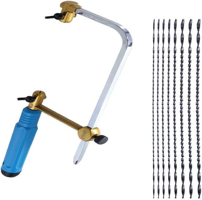 Precision Coping Saw with 8 Spiral Teeth Blades – Fast Cutting for Jewelry Making, Metal, Wood & Plastic Crafts – Ergonomic Non-Slip Handle, Woodworking & DIY Projects (11” x 5.9”)