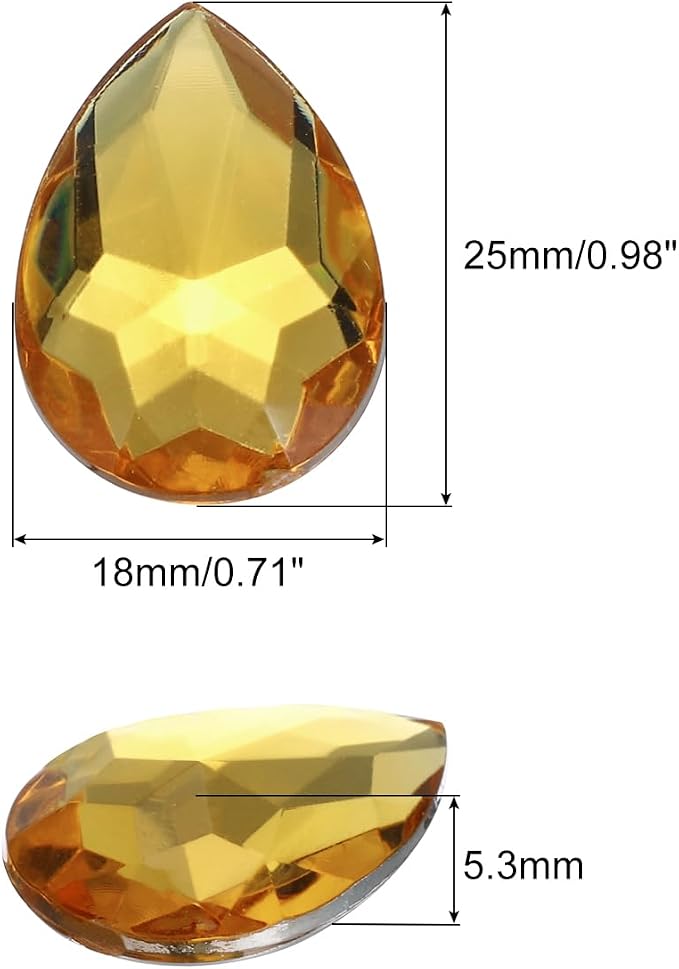 MECCANIXITY 50PCS Flat Back Acrylic Teardrop Gems 18x25mm Artificial Rhinestones - Image 2