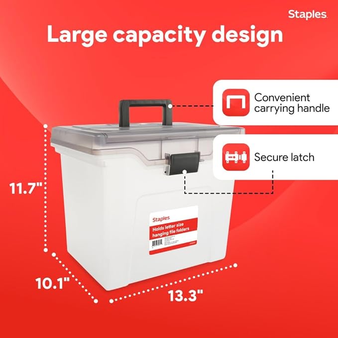 STAPLES File Box File Portable Tote, Letter Size - Image 2
