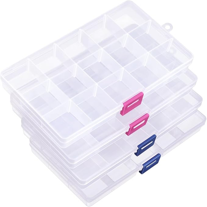IOOLEEM 15 Grids Plastic Bead Organizer Box, Adjustable Dividers by IOOLEEM