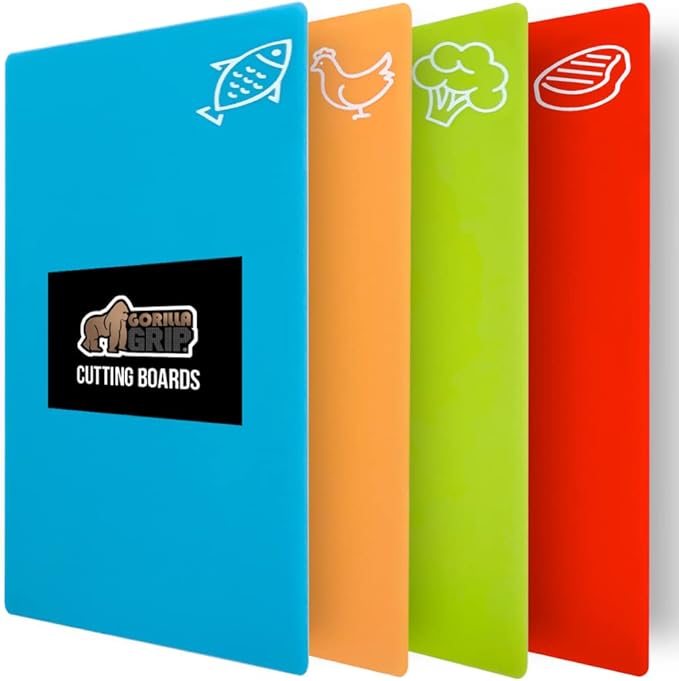 GORILLA GRIP 100% BPA-Free Flexible Cutting Board Set of 4, Durable Plastic Mats by Unknown