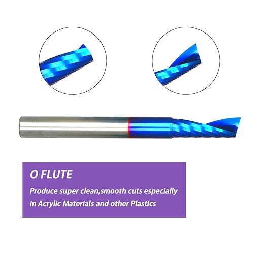 O Single Flute Upcut Spiral End Mill CNC Router Bit with NACO Coating for Plastic Cutting with Mirror Finish (1, 1/4 D x 3/4 CH x 1/4 SHK x 2-1/2L) UT144