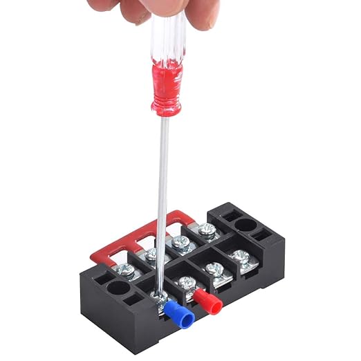 73Pcs(6Sets) Terminal Block Set, 6Pcs 4 Positions 600V 25A Dual Row Screw Terminal Strip Block + 6Pcs Pre-Insulated Terminals Barrier Strip + 60Pcs Insulated Fork Wire Connector by CGele…