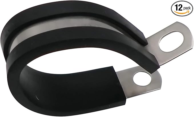 3/4" Cable Clamp Stainless Steel Rubber Cushioned Insulated Metal Clamp, Tube Holder for Tube, Pipe or Wire Cord Installation (12 Pack)